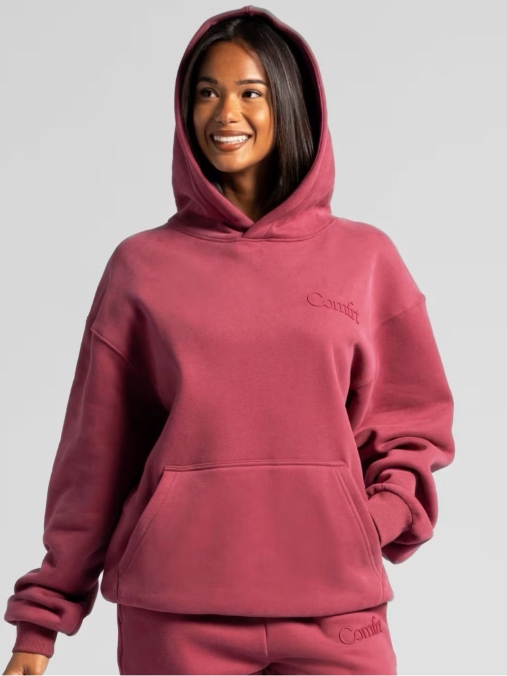 Comfrt Minimalist Hoodie Berry Color Unisex size Large